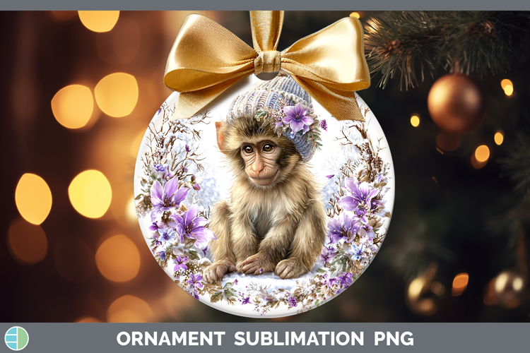 Baboon Primate Winter Knit Hat Ornament Sublimation Design