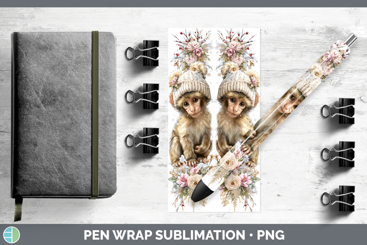 Baboon Primate Winter Knit Hat Pen Wrap Sublimation Design
