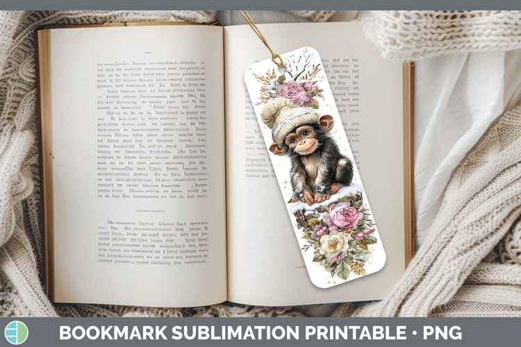Bonobo Primate Winter Knit Hat Bookmark Sublimation Design