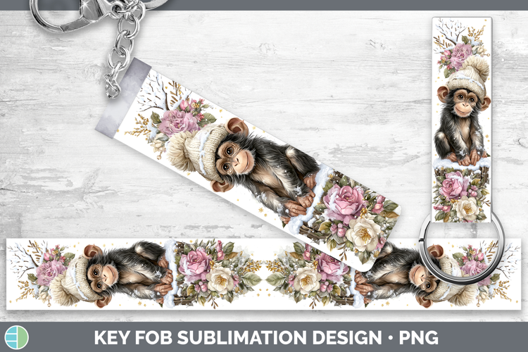 Bonobo Primate Winter Knit Hat Key Fob Sublimation Design