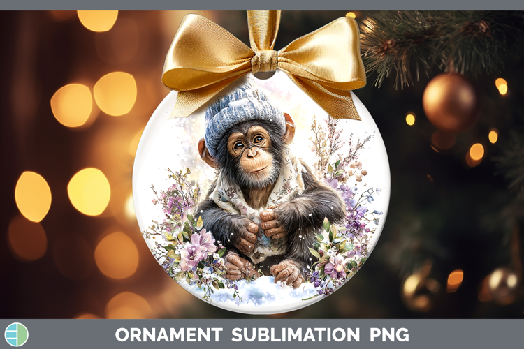 Bonobo Primate Winter Knit Hat Ornament Sublimation Design