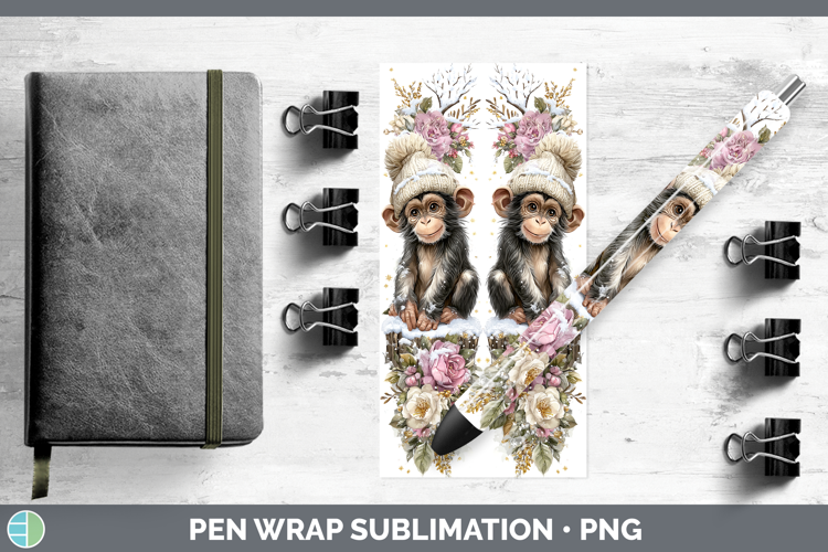 Bonobo Primate Winter Knit Hat Pen Wrap Sublimation Design