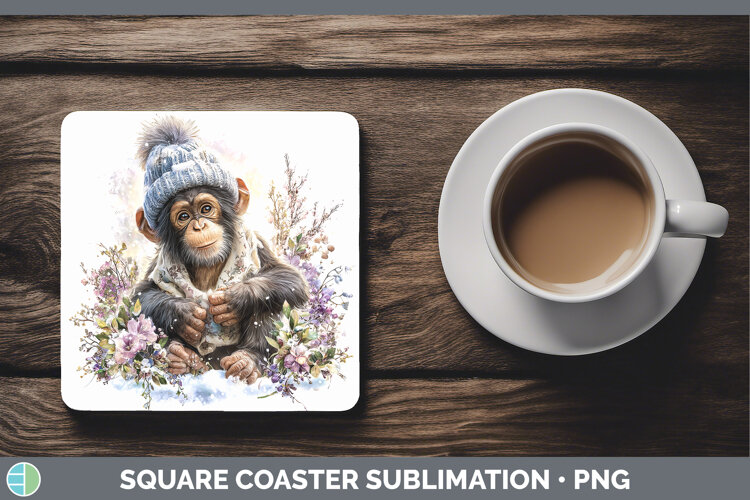 GorgeousPrimate Winter Knit Hat Square Coaster design.