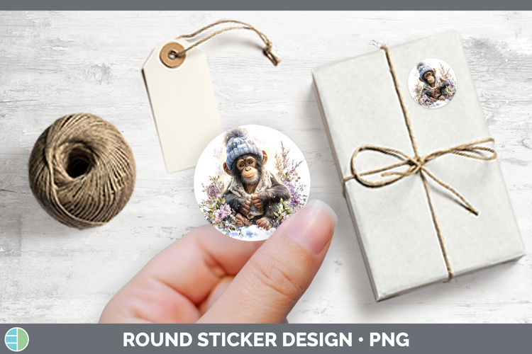 Bonobo Primate Winter Knit Hat Stickers Design
