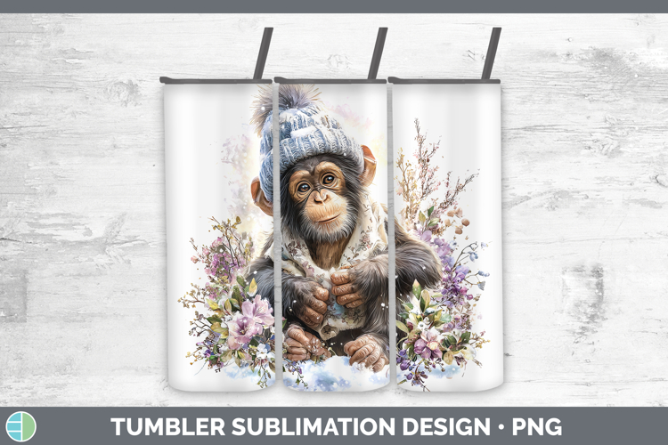 Bonobo Primate Winter Knit Hat Tumbler Sublimation Design