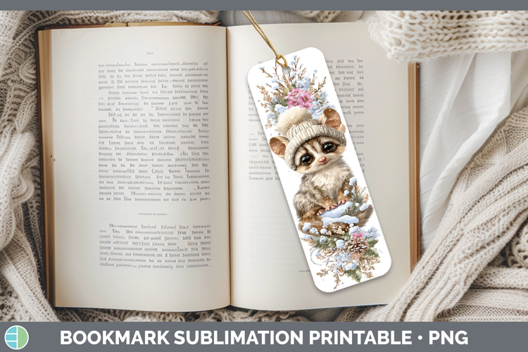 Bushbaby Primate Winter Knit Hat Bookmark Sublimation Design