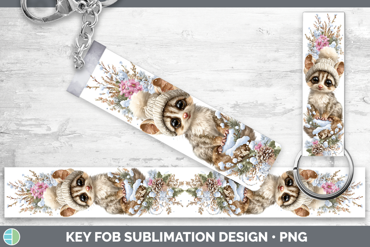 Bushbaby Primate Winter Knit Hat Key Fob Sublimation Design