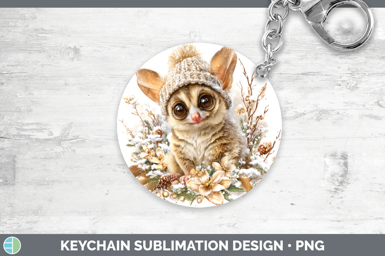 Bushbaby Primate Winter Knit Hat Keychain Sublimation Design