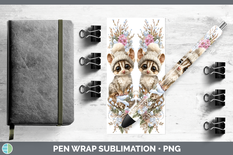 Bushbaby Primate Winter Knit Hat Pen Wrap Sublimation Design