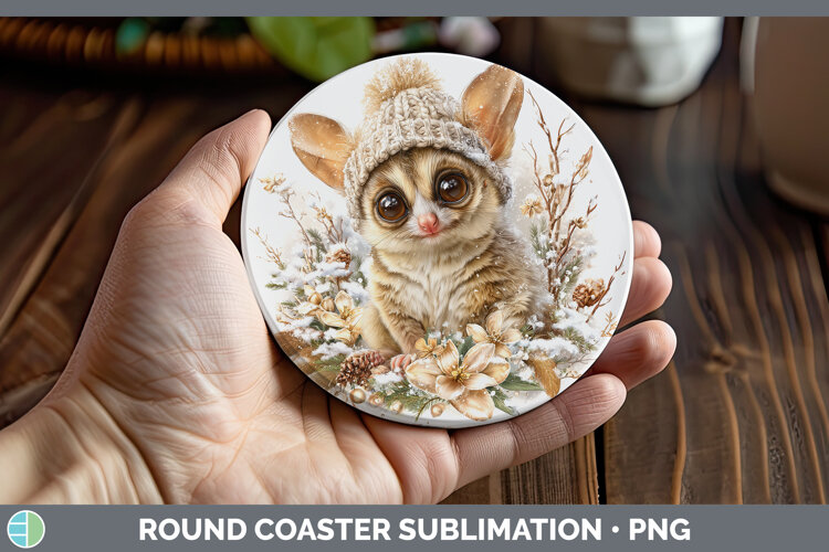 GorgeousPrimate Winter Knit Hat Round Coaster design.
