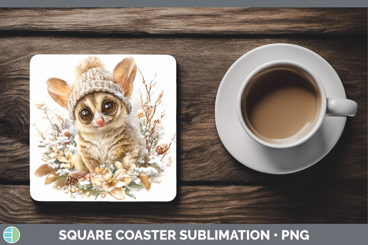 Bushbaby Primate Winter Knit Hat Square Coaster Sublimation