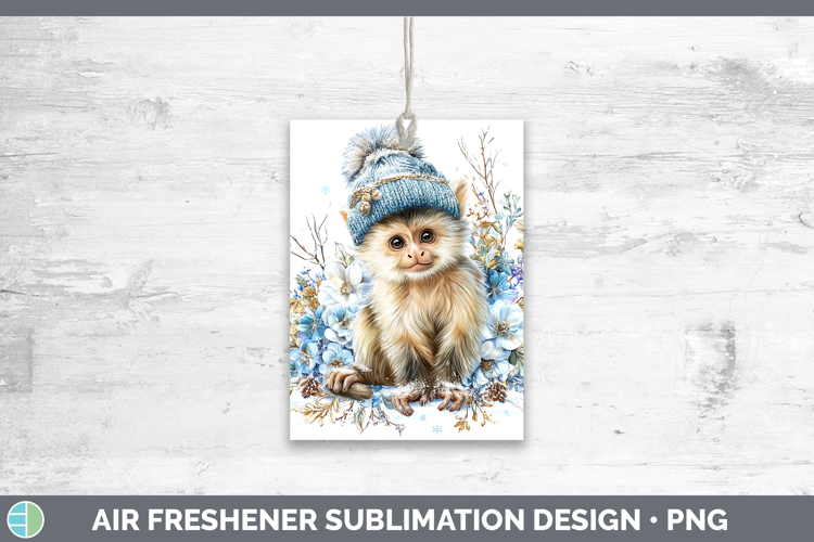 Capuchin Monkey Primate Winter Knit Hat Air Freshener Sublim