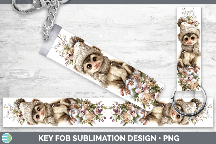 Capuchin Monkey Primate Winter Knit Hat Key Fob Sublimation