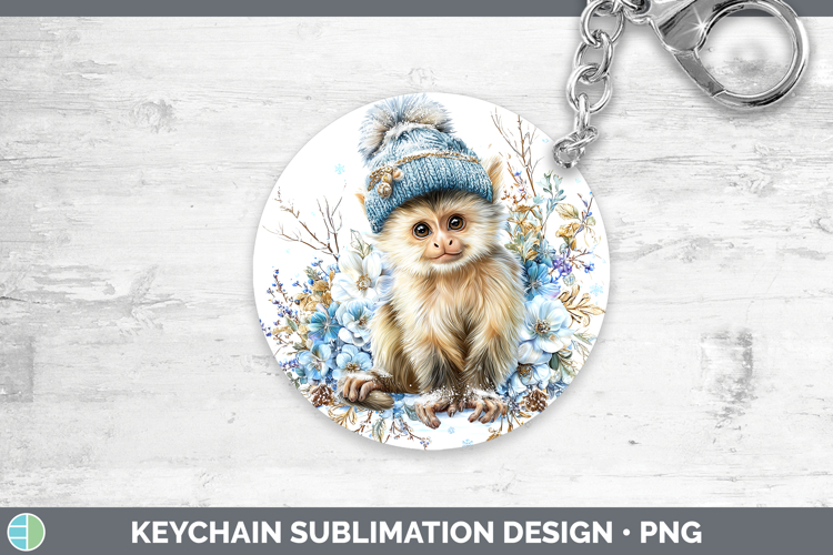 Capuchin Monkey Primate Winter Knit Hat Keychain Sublimation