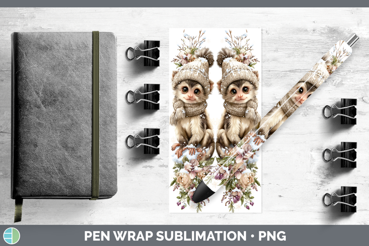 Capuchin Monkey Primate Winter Knit Hat Pen Wrap Sublimation