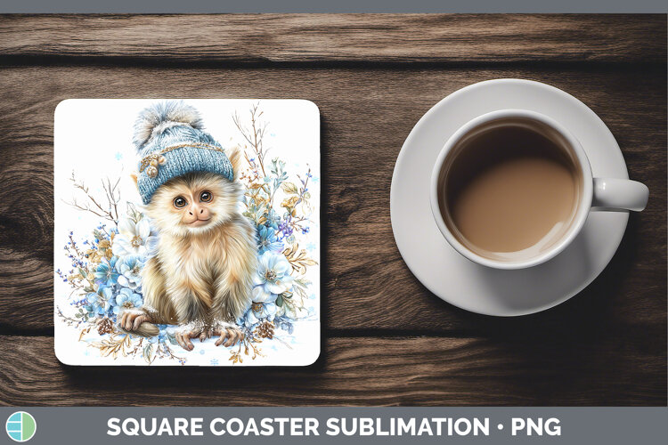 GorgeousPrimate Winter Knit Hat Square Coaster design.
