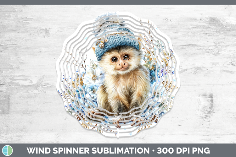 Capuchin Monkey Primate Winter Knit Hat Wind Spinner Sublima