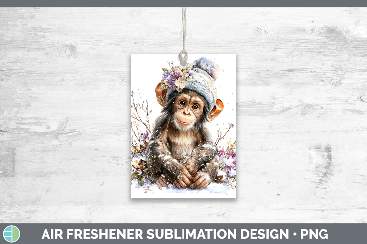 Chimpanzee Primate Winter Knit Hat Air Freshener Sublimation