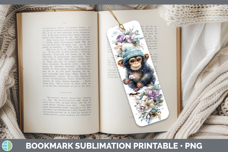 Chimpanzee Primate Winter Knit Hat Bookmark Sublimation Desi