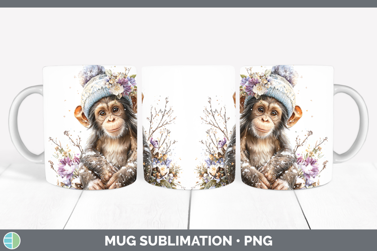 Chimpanzee Primate Winter Knit Hat Mug Wrap Sublimation Desi