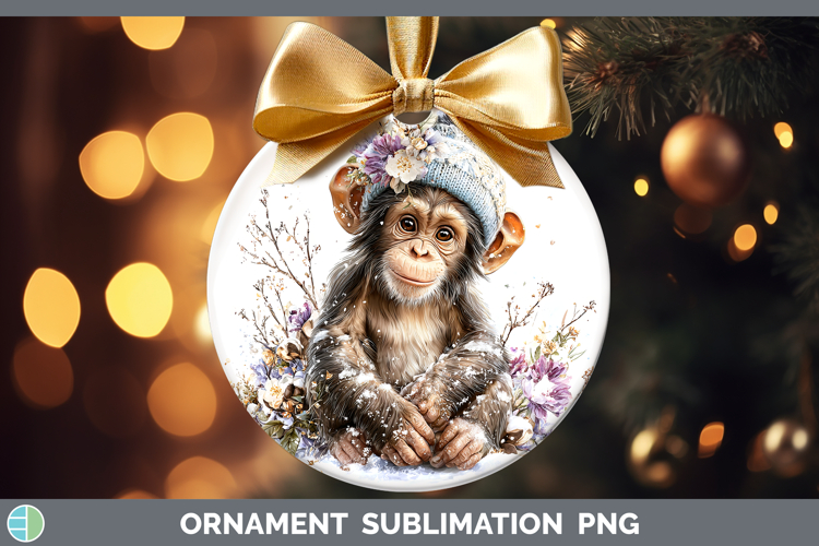Chimpanzee Primate Winter Knit Hat Ornament Sublimation Desi