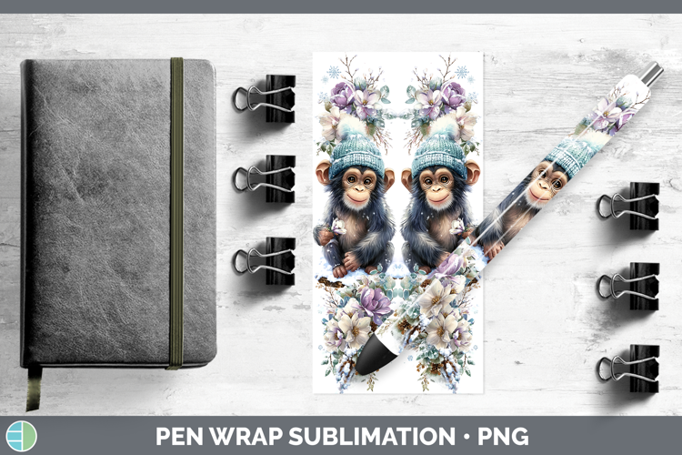 Chimpanzee Primate Winter Knit Hat Pen Wrap Sublimation Desi