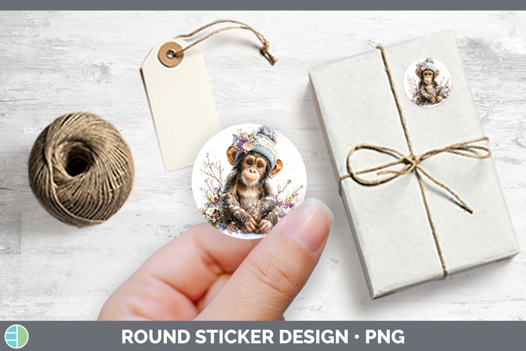 Chimpanzee Primate Winter Knit Hat Stickers Design