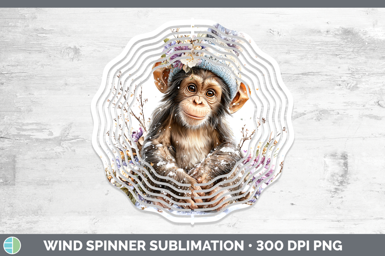 Chimpanzee Primate Winter Knit Hat Wind Spinner Sublimation