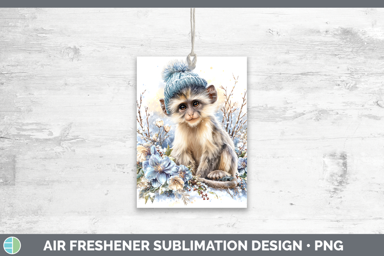 Colobus Monkey Primate Winter Knit Hat Air Freshener Sublima