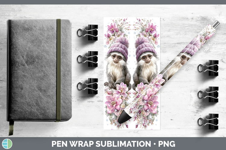 Colobus Monkey Primate Winter Knit Hat Pen Wrap Sublimation