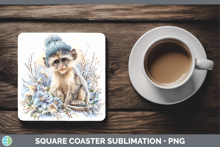 Colobus Monkey Primate Winter Knit Hat Square Coaster Sublim
