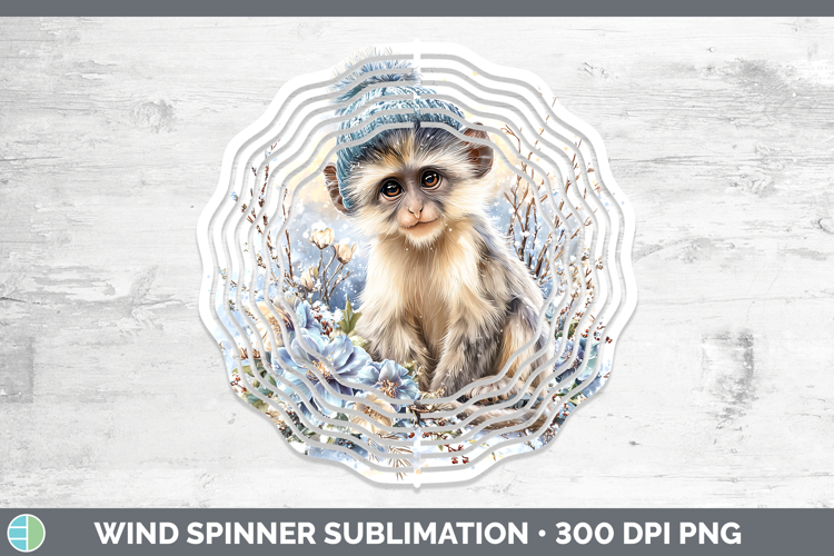 Colobus Monkey Primate Winter Knit Hat Wind Spinner Sublimat