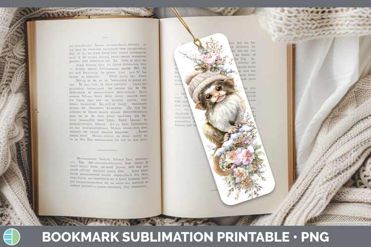 Emperor Tamarin Primate Winter Knit Hat Bookmark Sublimation