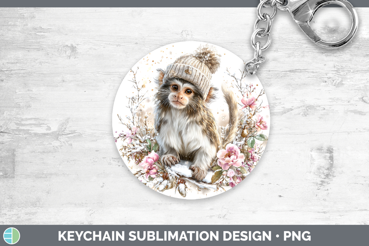 Emperor Tamarin Primate Winter Knit Hat Keychain Sublimation
