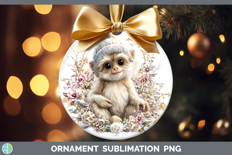Gibbon Primate Winter Knit Hat Ornament Sublimation Design