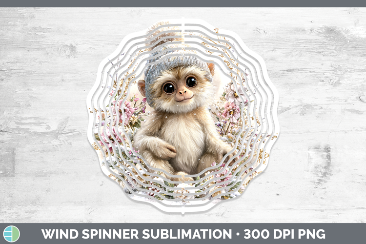 Gibbon Primate Winter Knit Hat Wind Spinner Sublimation Desi