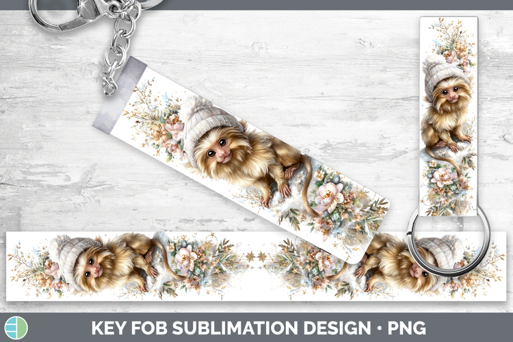 Golden Lion Tamarin Primate Winter Knit Hat Key Fob Sublimat