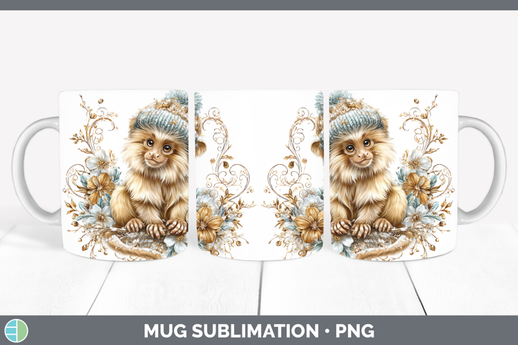 Golden Lion Tamarin Primate Winter Knit Hat Mug Wrap Sublima