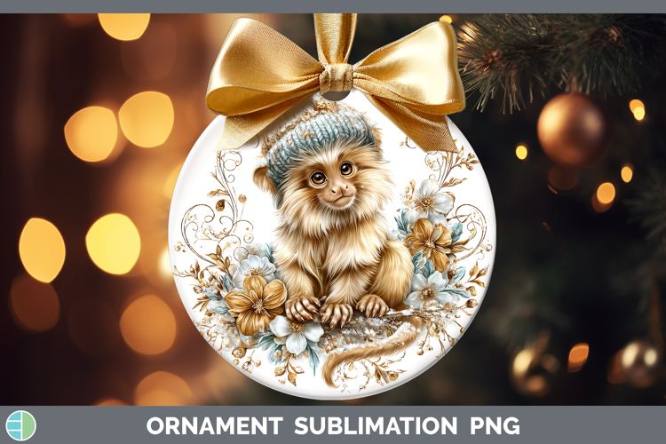Golden Lion Tamarin Primate Winter Knit Hat Ornament Sublima