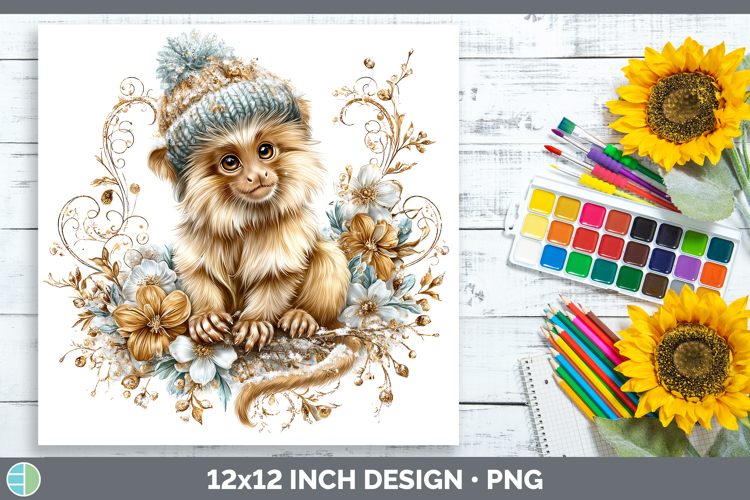 Golden Lion Tamarin Primate Winter Knit Hat Paper Background