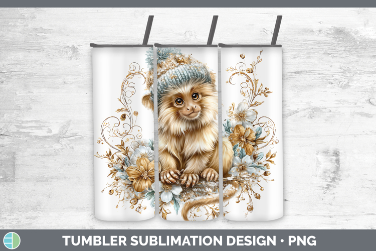Golden Lion Tamarin Primate Winter Knit Hat Tumbler Sublimat