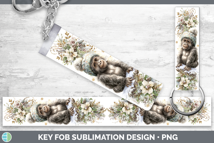 Gorilla Primate Winter Knit Hat Key Fob Sublimation Design