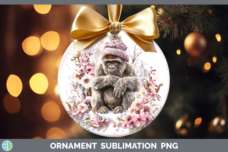Gorilla Primate Winter Knit Hat Ornament Sublimation Design