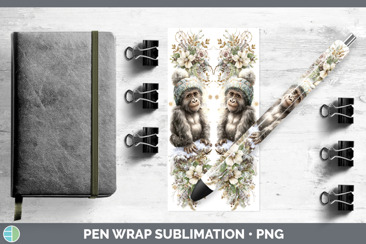 Gorilla Primate Winter Knit Hat Pen Wrap Sublimation Design