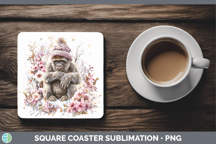 Gorilla Primate Winter Knit Hat Square Coaster Sublimation D