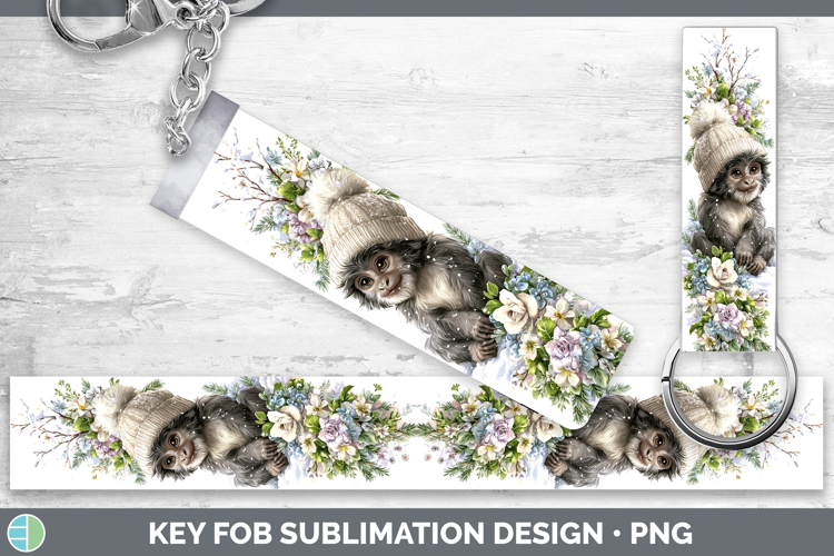 Howler Monkey Primate Winter Knit Hat Key Fob Sublimation De