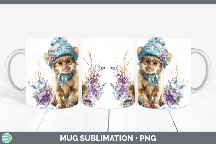 Howler Monkey Primate Winter Knit Hat Mug Wrap Sublimation D