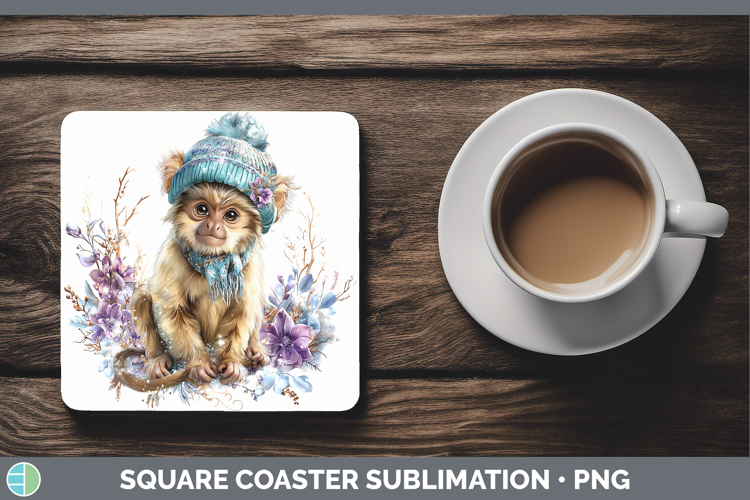 Howler Monkey Primate Winter Knit Hat Square Coaster Sublima