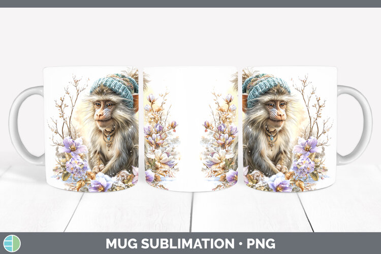 GorgeousPrimate Winter Knit Hat Mug Wrap design.