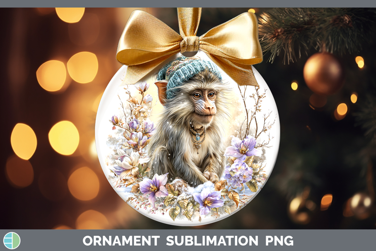Mandrill Primate Winter Knit Hat Ornament Sublimation Design